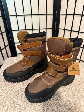 3M Thinsulate Brown and Black Winter Boots - Velcro Strap